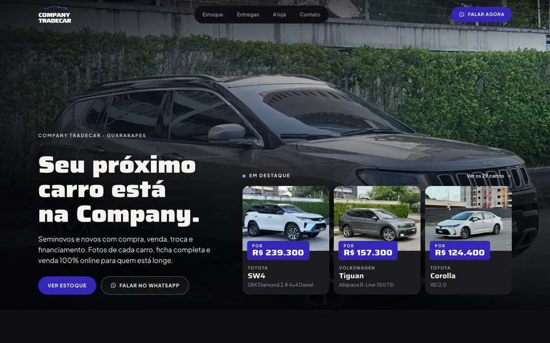 Prévia do layout Vitrine